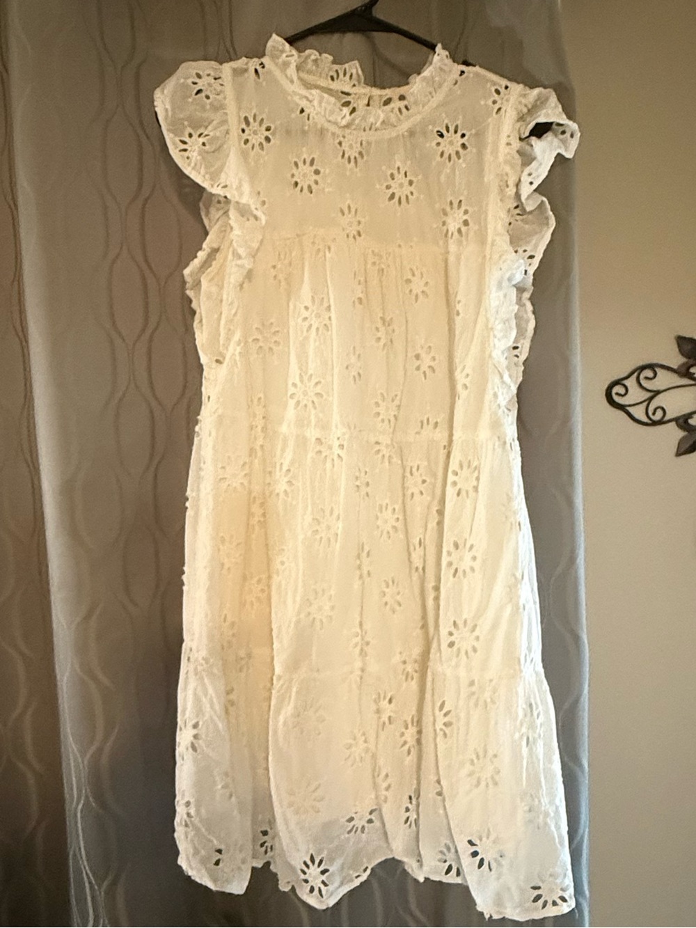 The Impeccable Pig White Eyelet Ruffle Sleeve Dress